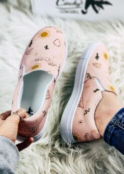 Salmon Desert Scene Slip On Sneaker Shoes