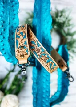 Teal Floral Purse Strap