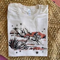 Cream Desert Sunset Stars Tee
