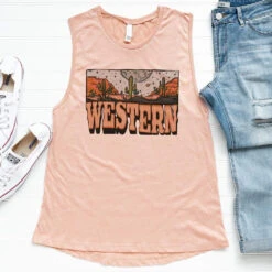 Heather Pink Western Tank