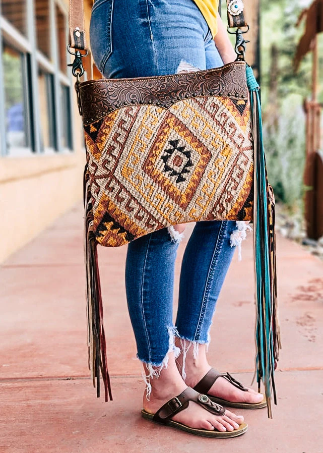 Wild West Aztec Fringe Crossbody