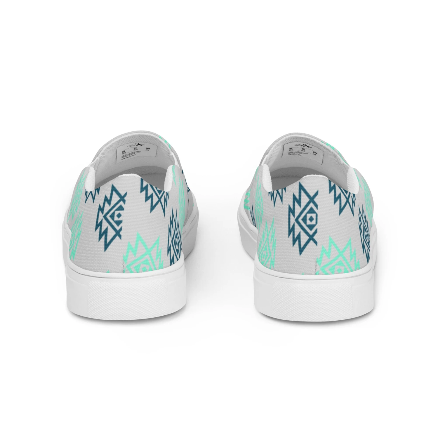 Mint & Navy Aztec Slip On Sneaker Shoes - Image 8